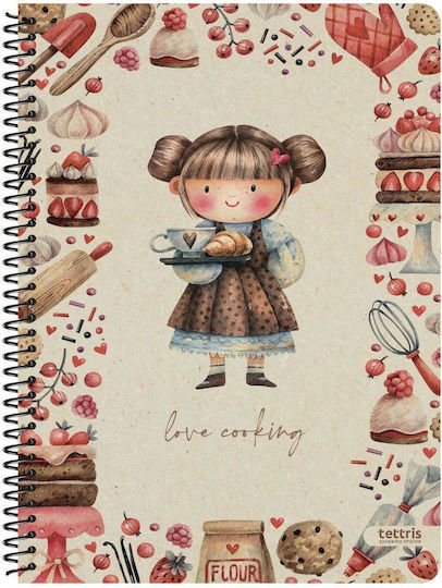Tettris Spiral Notebook Ruled A4 90 Sheets 3 Subjects 1pcs (Μiscellaneous Designs)