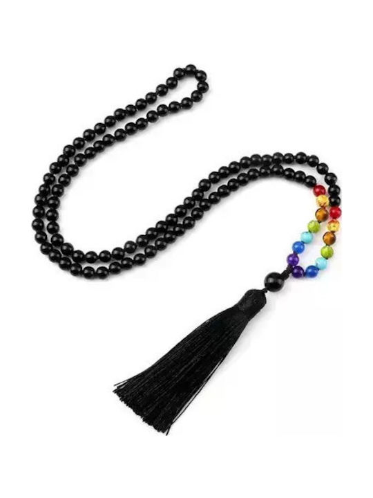Mala Meditations Seven Chakra 108 Schwarze Achat Perlen