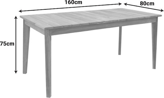 Ory Tisch Speisesaal aus Massivholz Natural Shade 160x80x75cm