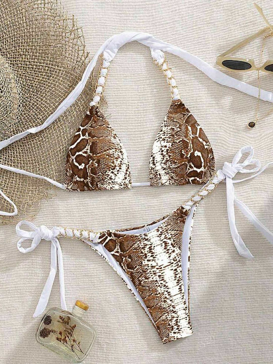 Set Bikini Animal Print Snake Brown