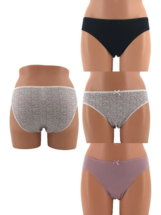 Slip Bumbac Pentru Femei 3Pack Verde Mucegăit Negru