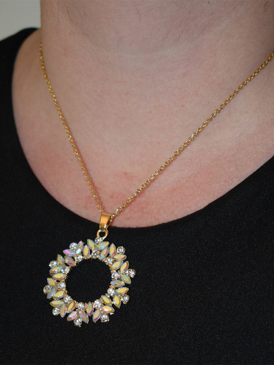 Halskette Aus Stahl Edelstahl Mit Blumen In Goldfarben Bz-nk-00363