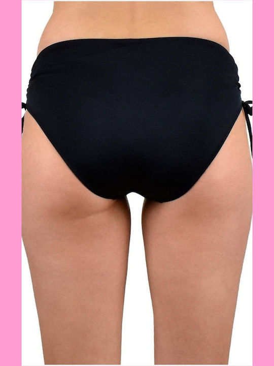 Bikini Inferioare Slip Talie Înaltă Cu Dantelă Negru