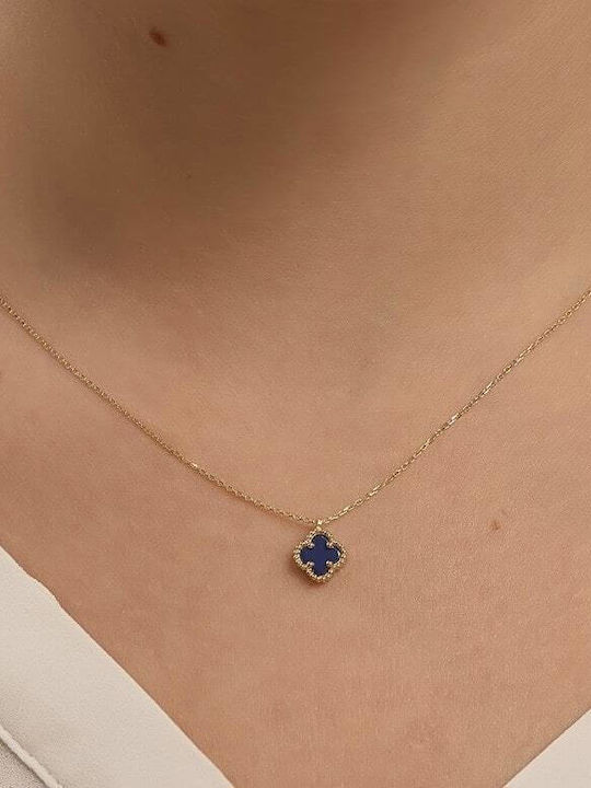 Women's Yellow Gold Necklace 14K Blue Cross Kl11100448
