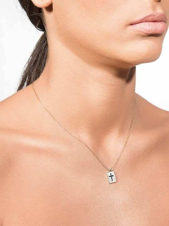 Damen Halskette Vergoldetes Silber 925 Kreuz Kl21100086