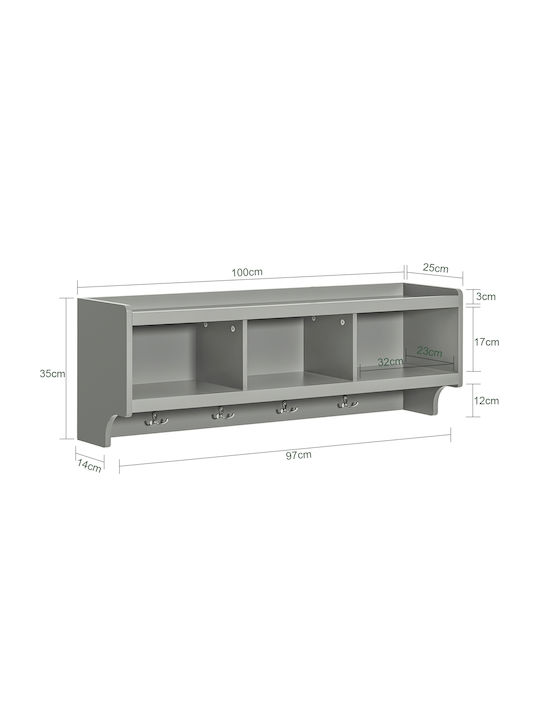 Eingangsmöbel mit Garderobe Grey 100x35x24.7cm
