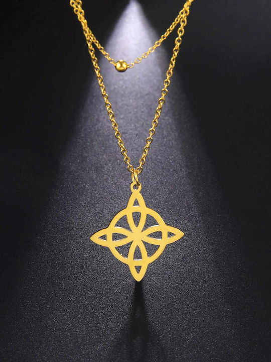 Pendant Necklace Celtic Design Heart Chain Gold Tone Molfs