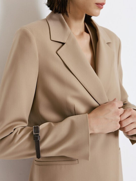 Access Blazer pentru femei Încrucișat Sacou Camel