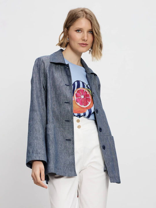 Passager Blazer pentru femei Sacou Blue