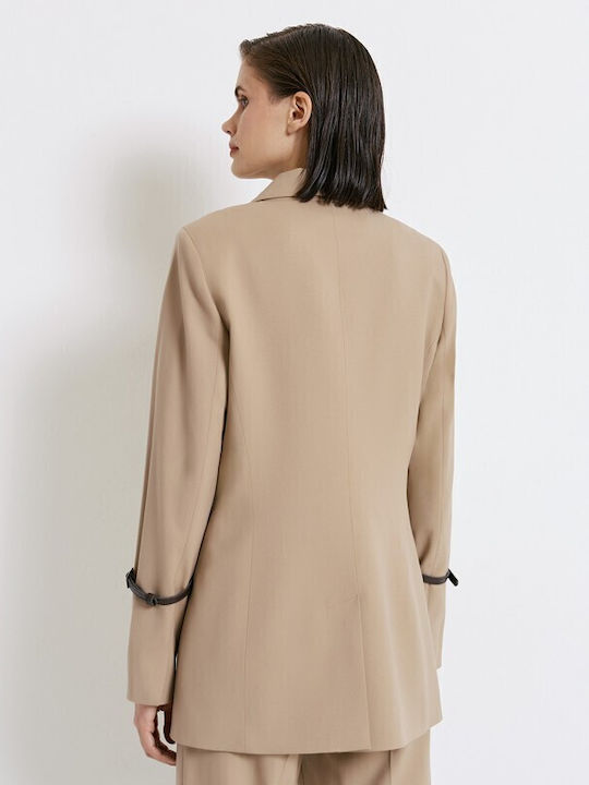 Access Blazer pentru femei Încrucișat Sacou Camel