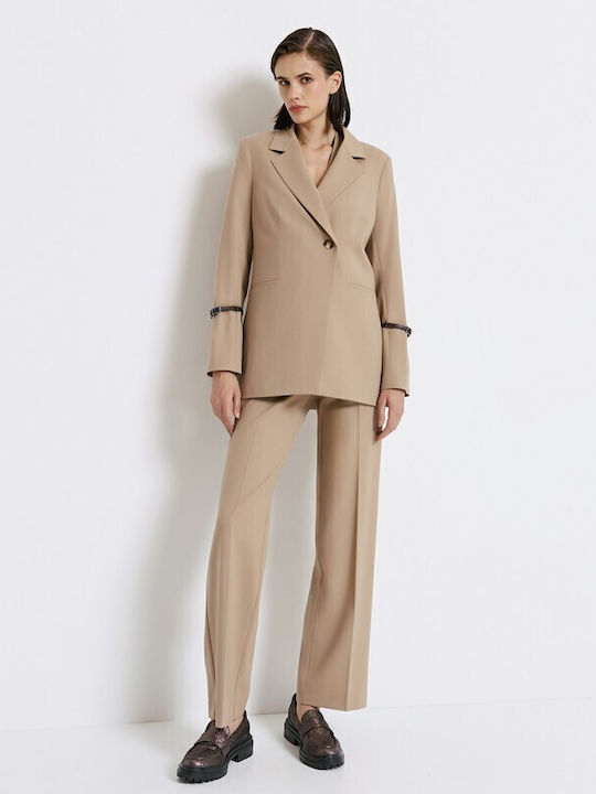 Access Blazer pentru femei Încrucișat Sacou Camel