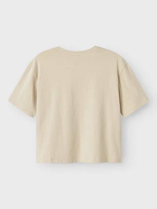 Kids' Shirt Short Sleeve Beige Stitch Animal Print