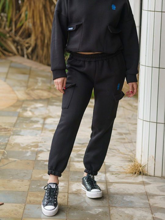 Cropped Women's Sweatshirt Jacket Hooded Black