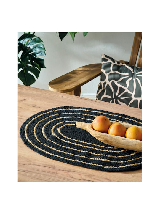 Kentia Wicker Placemat Yute Black 70x45cm