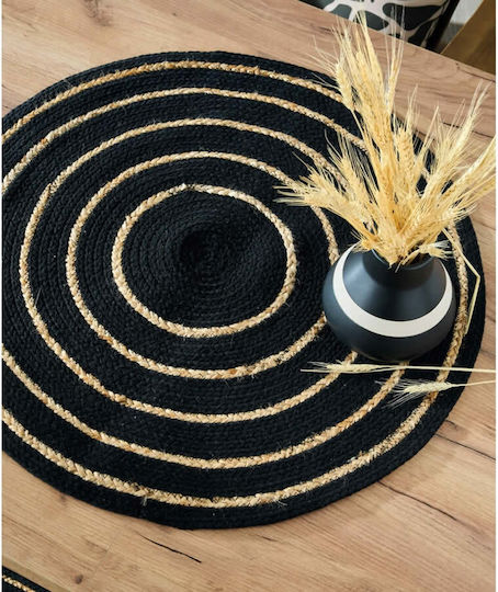 Kentia Wicker Placemat Yute Black 38x38cm