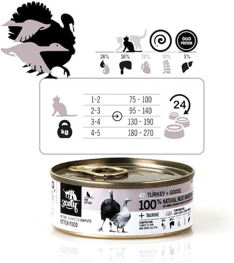 3coty Wet Food for Cats with Turkey Gluten-Free 80gr
