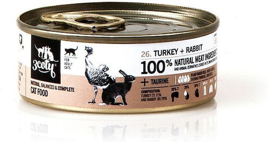 3coty Wet Food for Adult Cats with Turkey and Rabbit Gluten-Free 80gr