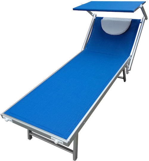 Bakaji Strandliegen Blau mit Sonnenschirm 189x61x38cm. 1Stück