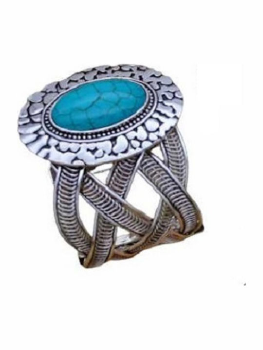 Βραχιόλι Μεγάλο Χειροπέδα Vintage Boho Τυρκουάζ Πέτρα S13