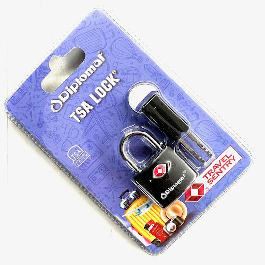 Padlock Diplomat Aclock4 Tsa Key – Black Ideal for Suitcases Black