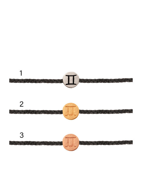 Bracelet Cord Silver Zodiac Gemini
