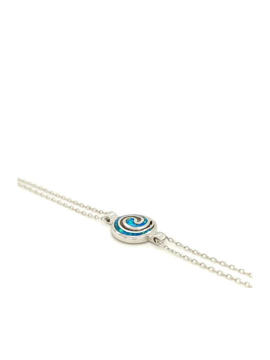 Doppelarmband Silber 925° Spirale Künstlicher Opal