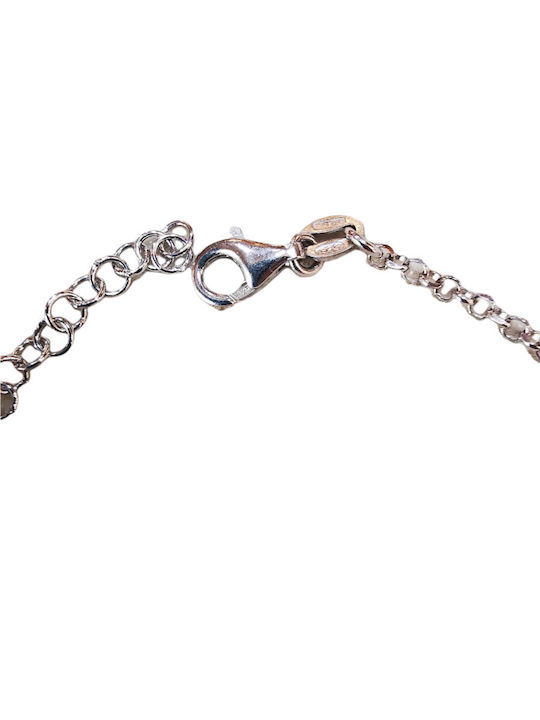 Silver Women's Bracelet with Hanging Beads and Pearls