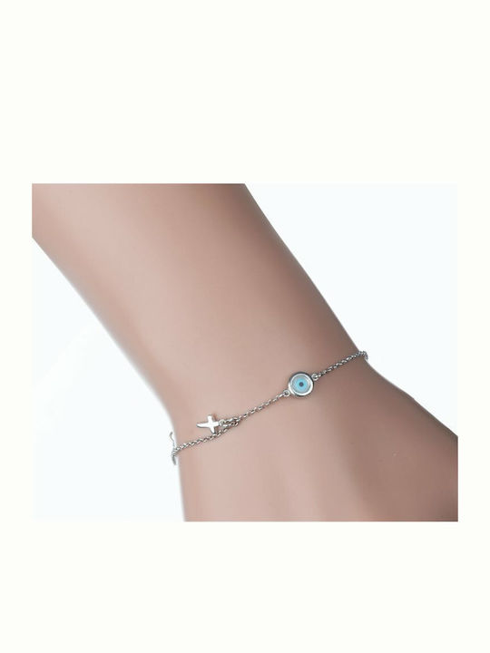 Delicate Silver 925 Bracelet with Eye and Filigree Cross Delicate Silver 925 Bracelet with Eye and Filigree Cross
