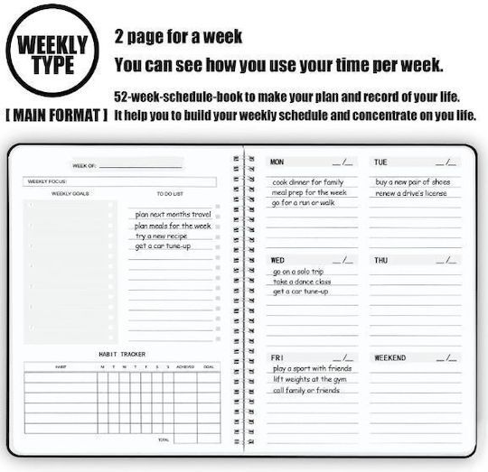 Εβδομαδιαίο Planner Μαύρο Σπιράλ