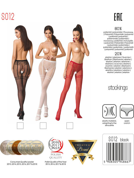 Passion S012 Crotchless Pantyhose Sexy Tights Black