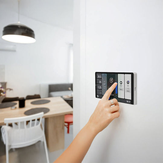 Shelly Display Επιτοίχιος Διακόπτης Τοίχου Wi-Fi Διπλός με Πλαίσιο Ασημί