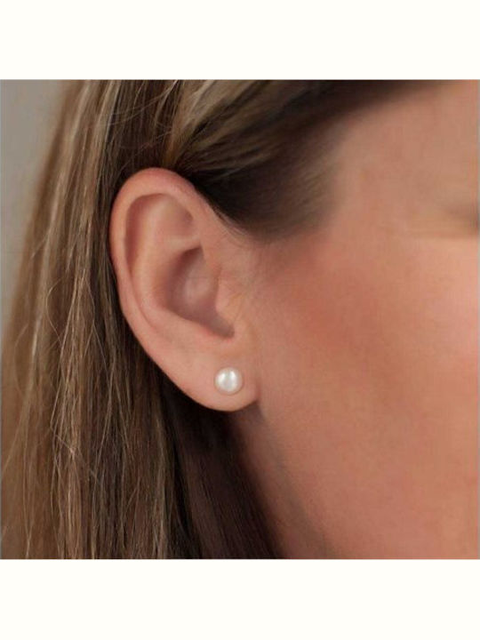 Cercei Mărgele Tip Studs Placat cu Aur Argint 7mm