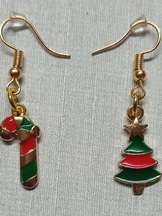 Handmade Gold Plated Metallic Christmas Tree Stick Earrings 4cm Tatu Moyo