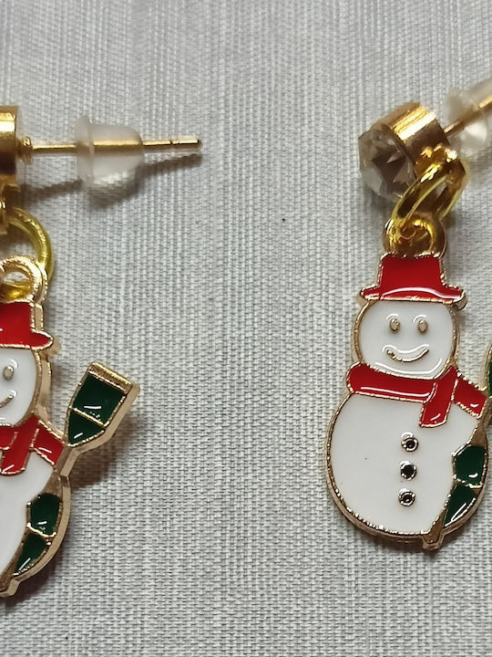 Handmade Gold Metal Christmas Snowman Earrings 3cm Tatu Moyo