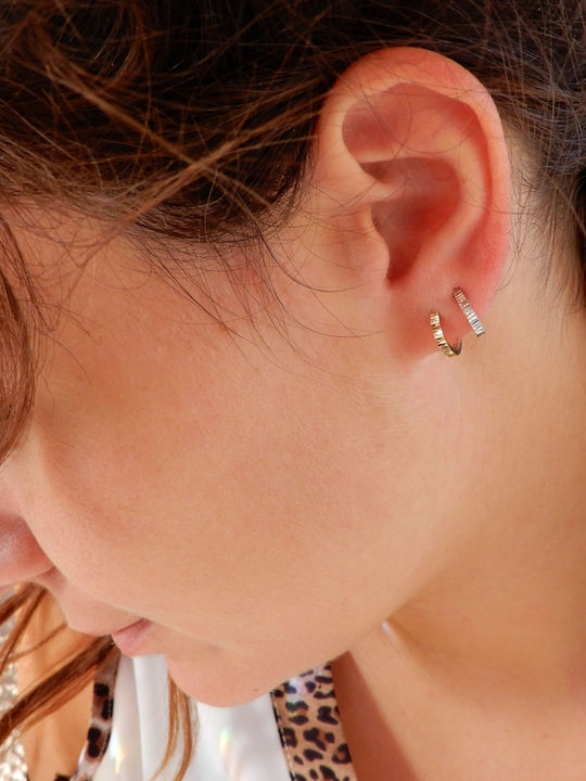 Art D Earrings Hoops in 14K White Gold Ade-308w