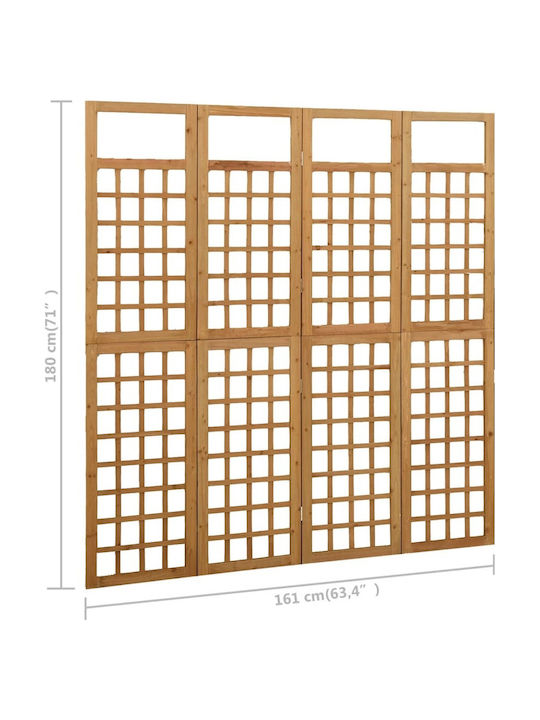 vidaXL Decorativ Paravan Lemn cu 4 Panouri Cafea 161x180cm