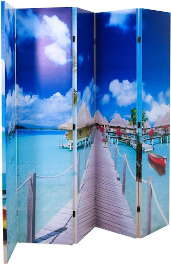 vidaXL Dekorativer Raumteiler aus Leinwand mit 5 Paneelen 200x170cm