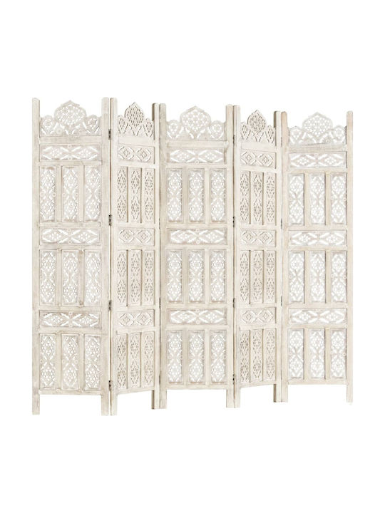 vidaXL Decorative Room Divider Wooden with 5 Panels 200x165cm