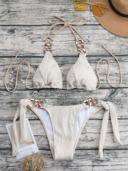 Bikini Set Top & Slip Bottom Beige