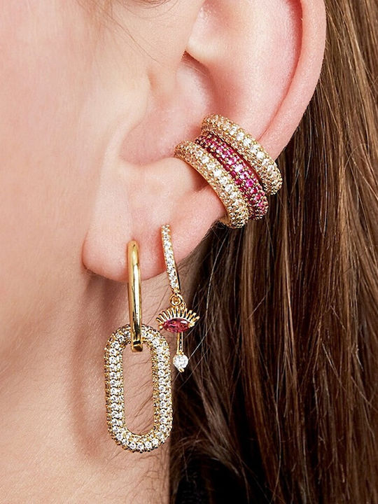 Σκουλαρίκι Ear Cuff Ροζ Strass Σκουλαρίκι Ear Cuff Ροζ Strass