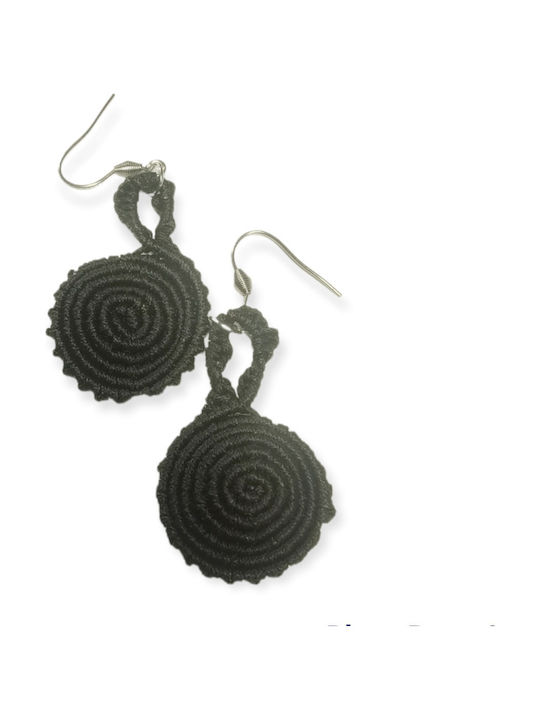 Cercei Hand Made Macrame Ananna Spiral Negru