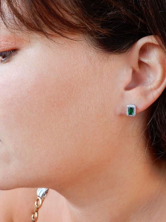 Art D Earrings Rose Gold Plated 14K Zircon Ade-390 Transparent Green