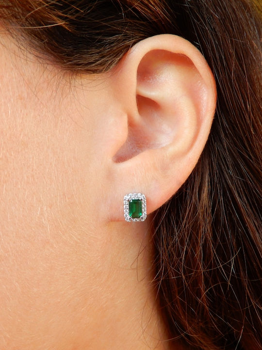 Art D Earrings Rose Gold Plated 14K Zircon Ade-390 Transparent Green