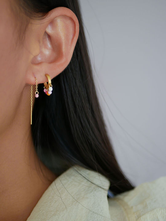 Enamel Hoops Rainbow Bubblegum E146gm 18k Gold Plated 925 Sterling Silver