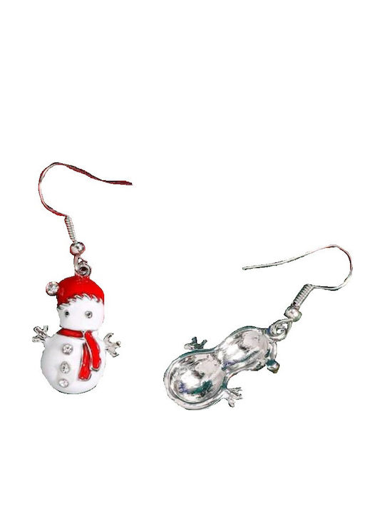 Handmade Silver Metal Christmas Snowman Earrings 4cm Tatu Moyo