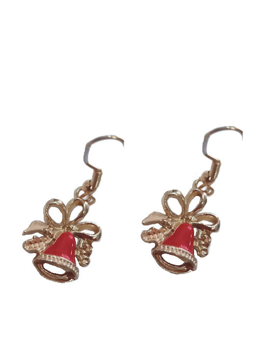 Handmade Gold Plated Metal Earrings Christmas Bell 4cm Tatu Moyo