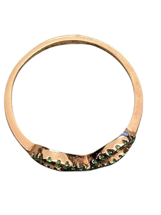 Silver 925 Bronze Ring with Green Zircons