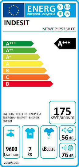 Indesit MTWE 71252 W EE Пералня 7кг 1200 Оборота