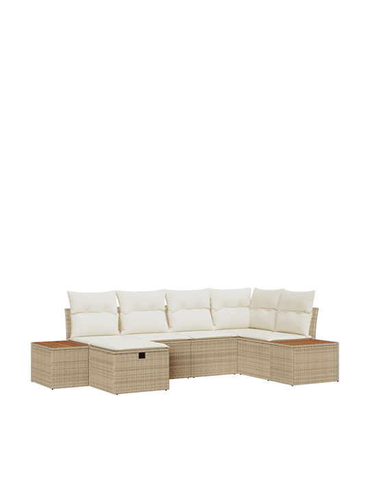 Corner Sofa Outdoor Rattan with Pillows 55x62x69cm