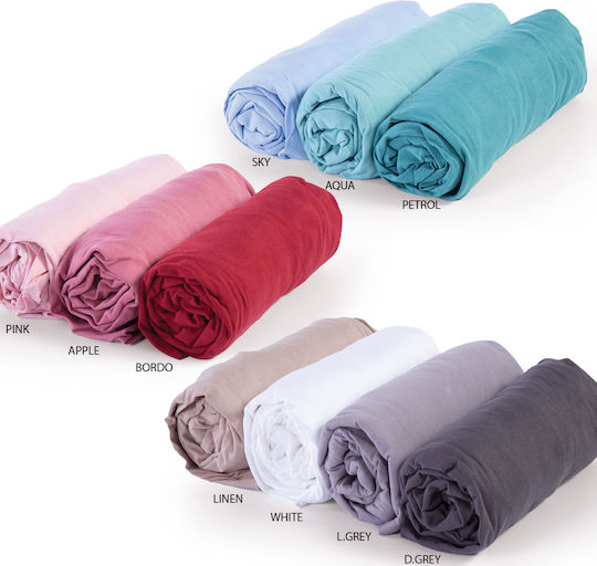 Nef-Nef Homeware Чаршаф Единично с Ластик 100x200+30см. Jersey Светлосиньо